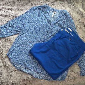 + Dark Blue Jeans & Button Down Top Set